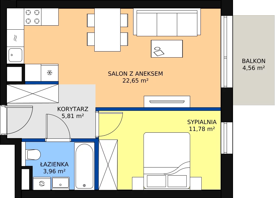Zalety mieszkania 44.2 m², A/8
