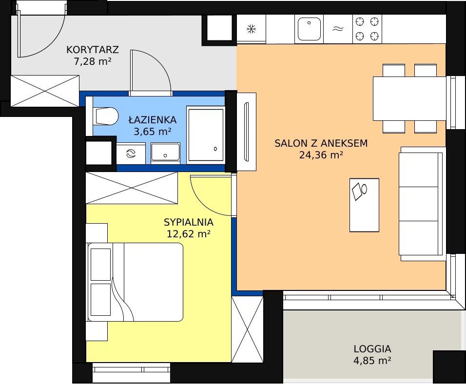 Zalety mieszkania 47.91 m², A/9