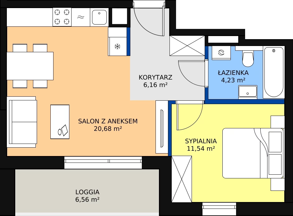 Zalety mieszkania 42.61 m², A/10