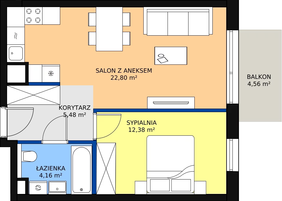 Zalety mieszkania 44.82 m², A/17