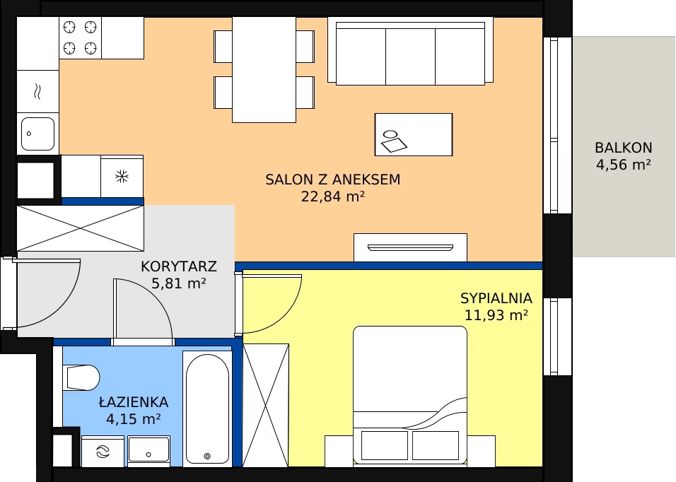Zalety mieszkania 44.73 m², A/18