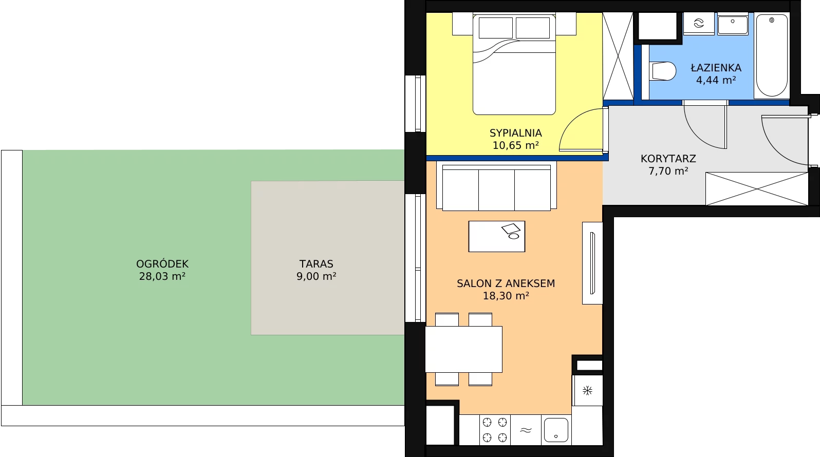 Zalety mieszkania 41.09 m², A/23