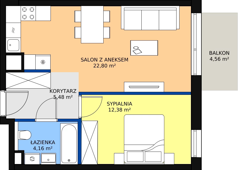 Zalety mieszkania 44.82 m², A/27