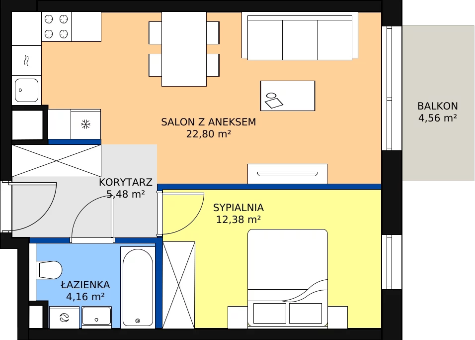 Zalety mieszkania 44.82 m², A/35