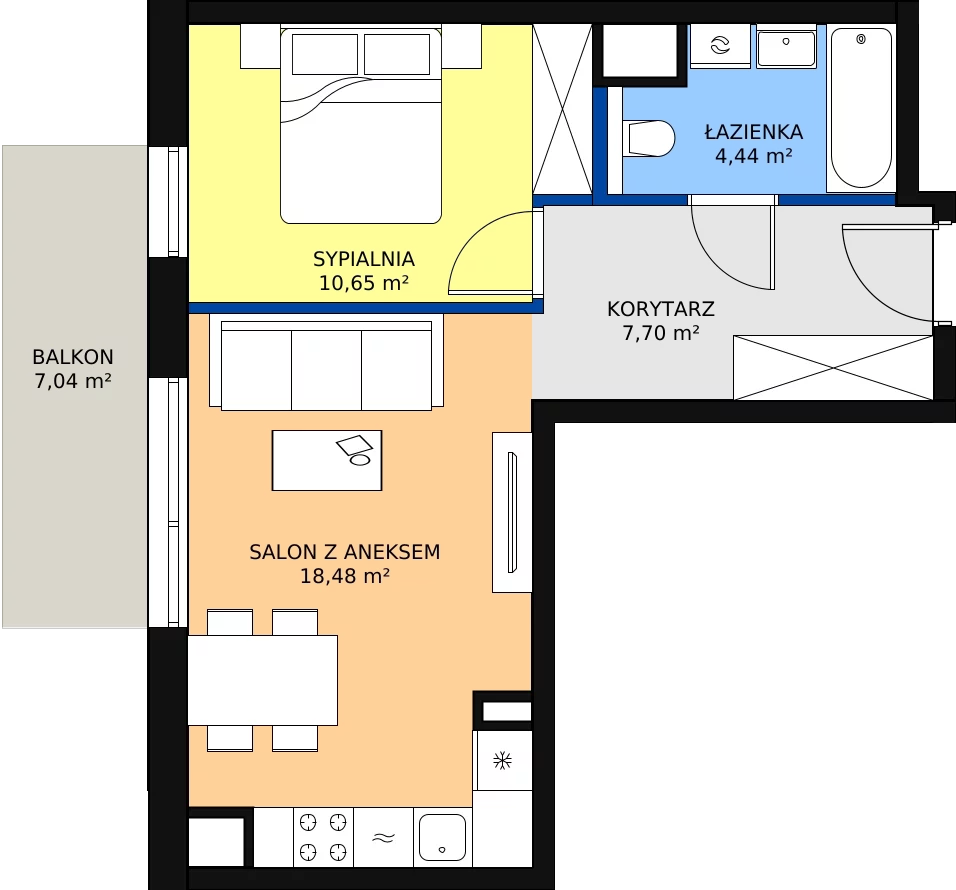 Zalety mieszkania 41.27 m², A/39