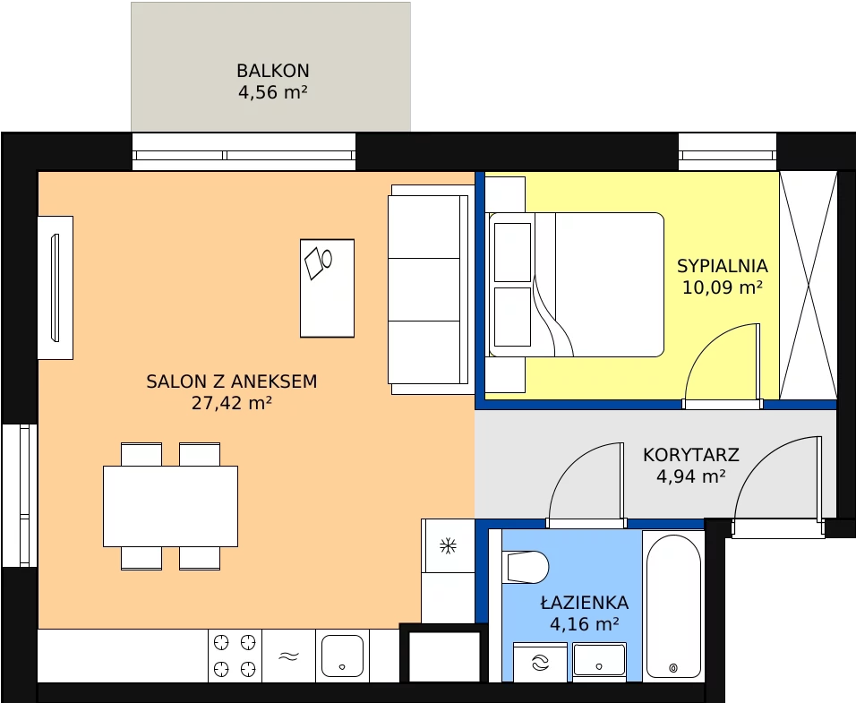 Zalety mieszkania 46.61 m², A/41