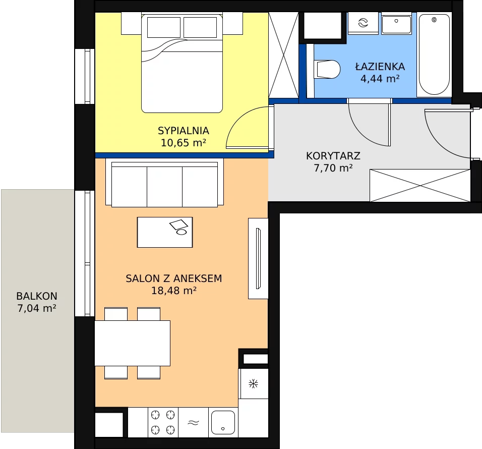 Zalety mieszkania 41.27 m², A/47