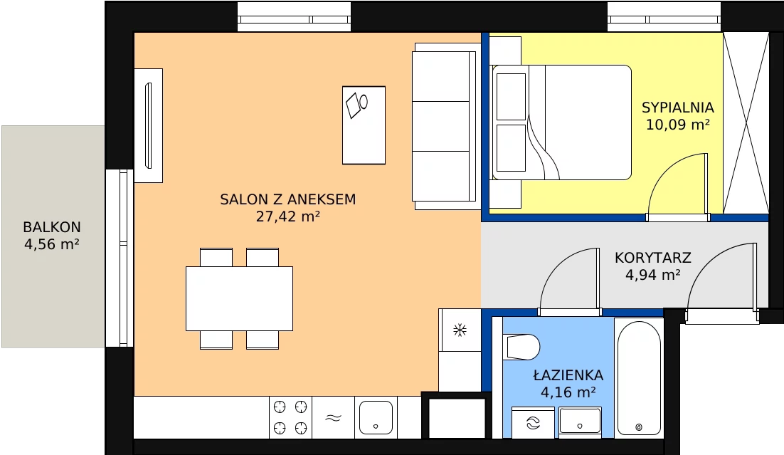 Zalety mieszkania 46.61 m², A/49