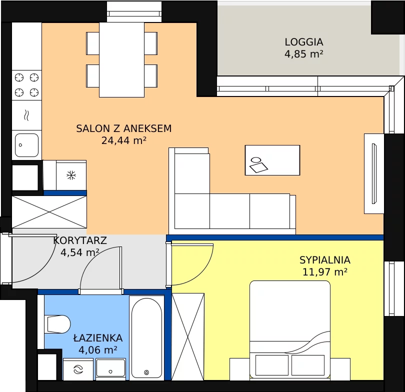 Zalety mieszkania 45.01 m², A/50