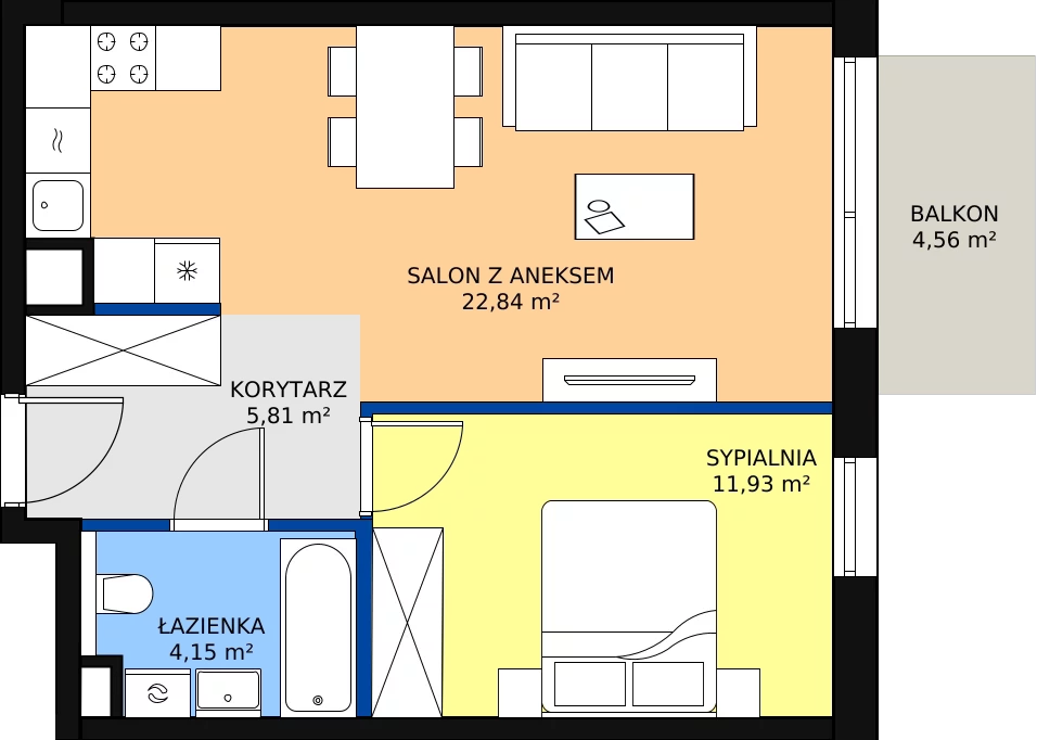 Zalety mieszkania 44.73 m², A/52