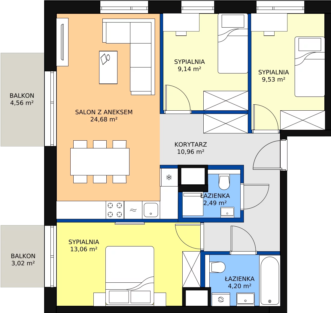 Zalety mieszkania 74.06 m², A/56