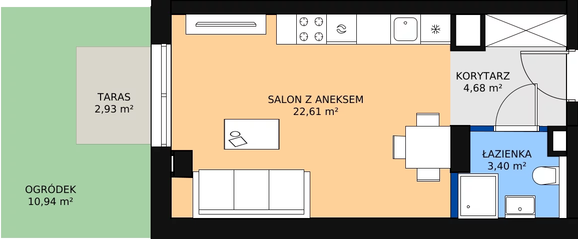 Zalety mieszkania 30.69 m², B/62