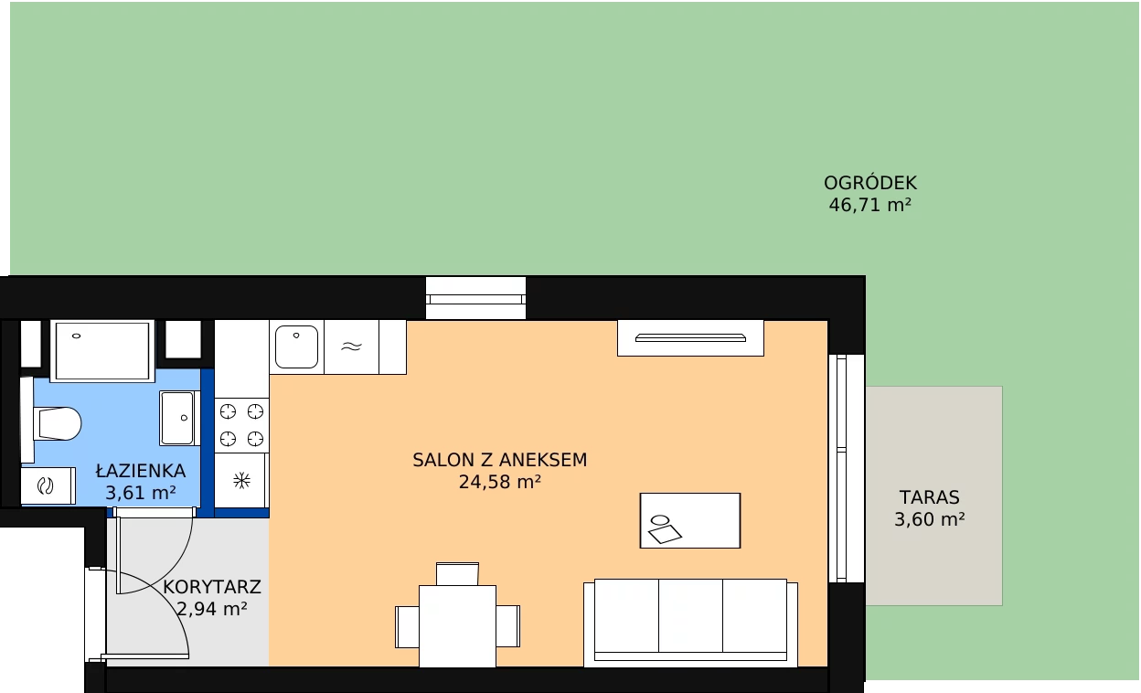 Zalety mieszkania 31.13 m², B/64