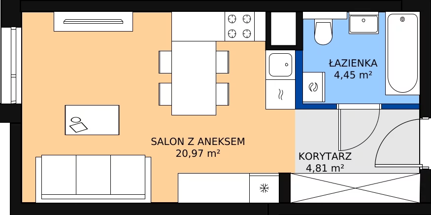Zalety mieszkania 30.23 m², B/66