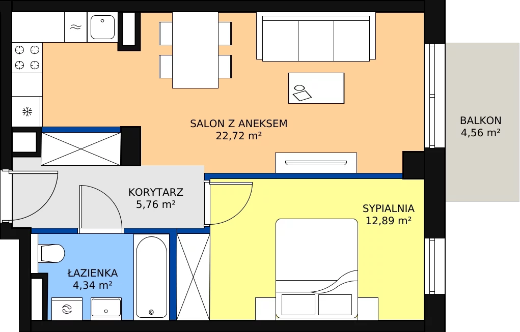 Zalety mieszkania 45.71 m², B/69