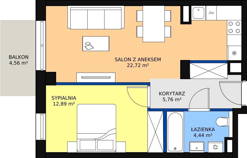 Zalety mieszkania 45.81 m², B/78