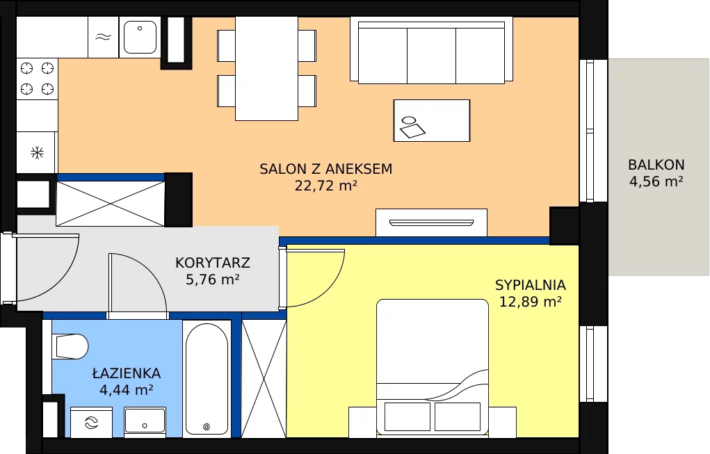 Zalety mieszkania 45.81 m², B/80