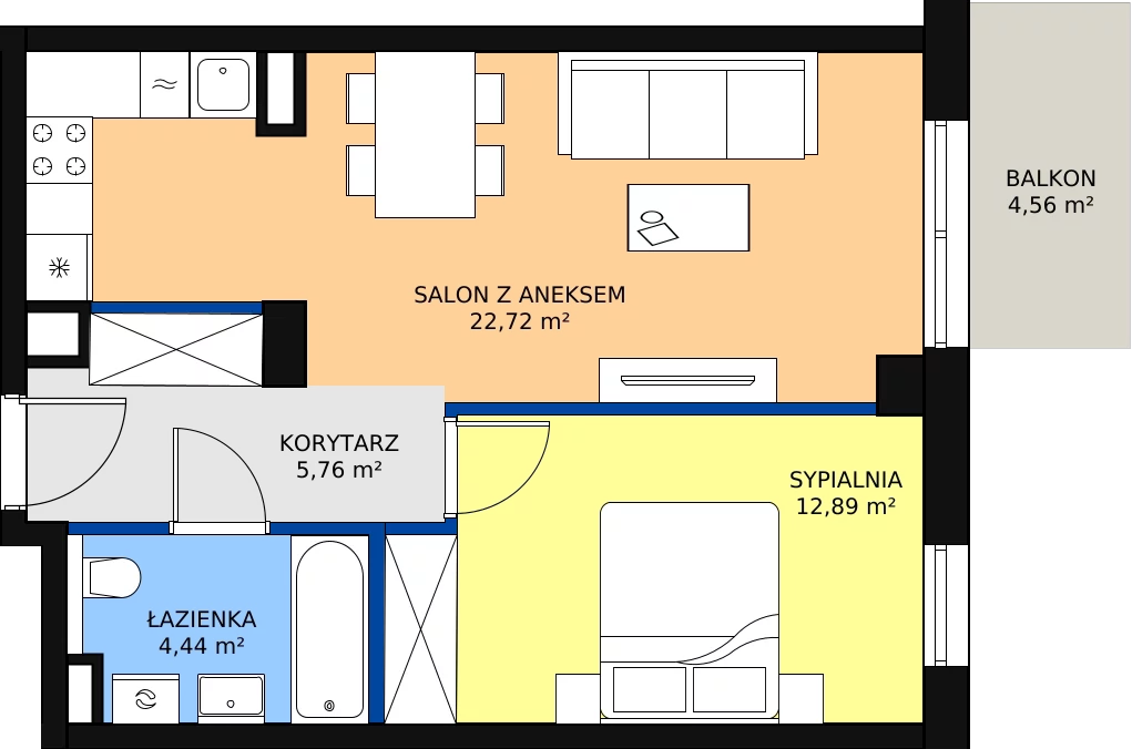 Zalety mieszkania 45.81 m², B/98