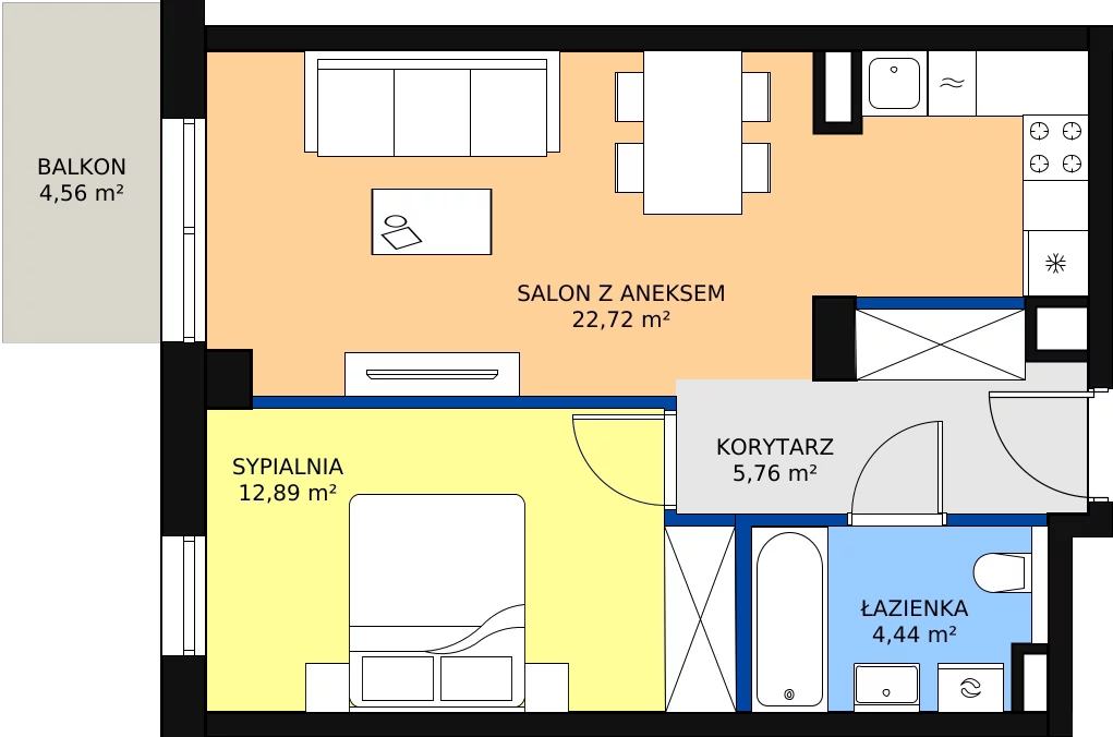 Zalety mieszkania 45.81 m², B/103