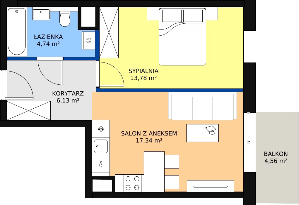 Zalety mieszkania 41.99 m², B/106