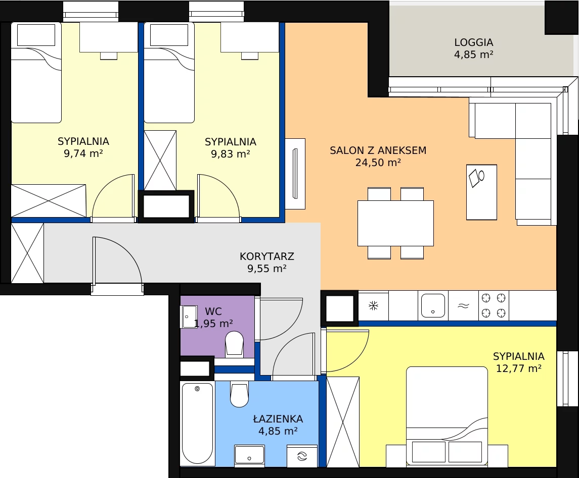 Zalety mieszkania 73.19 m², B/107