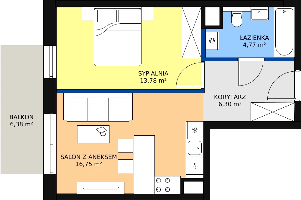 Zalety mieszkania 41.6 m², B/116