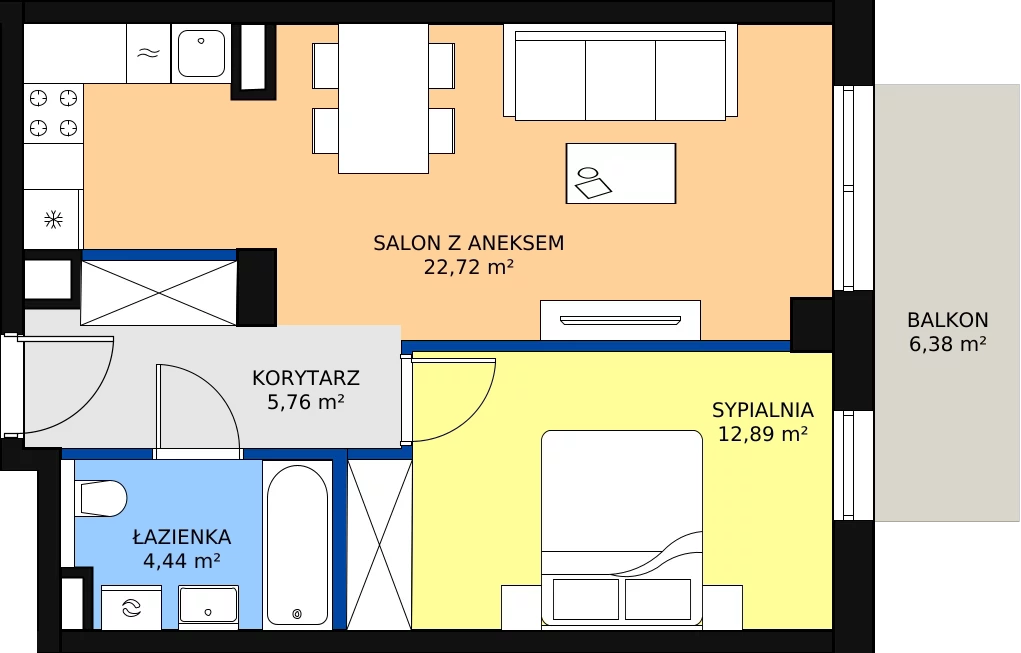 Zalety mieszkania 45.81 m², B/119