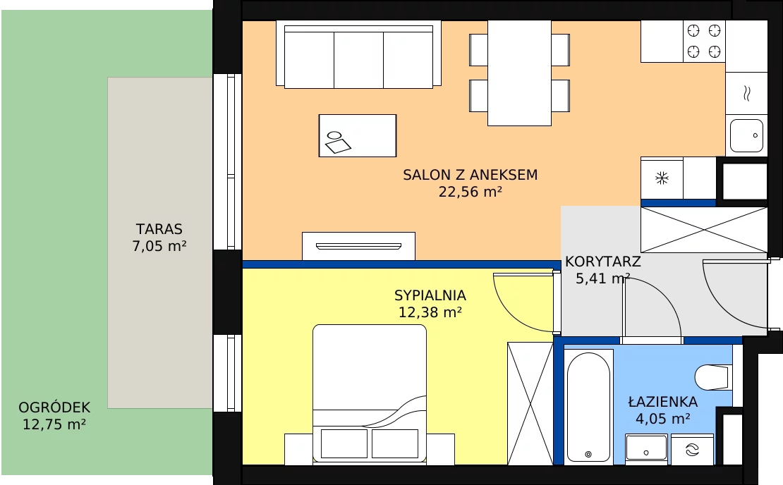 Zalety mieszkania 44.4 m², C/124