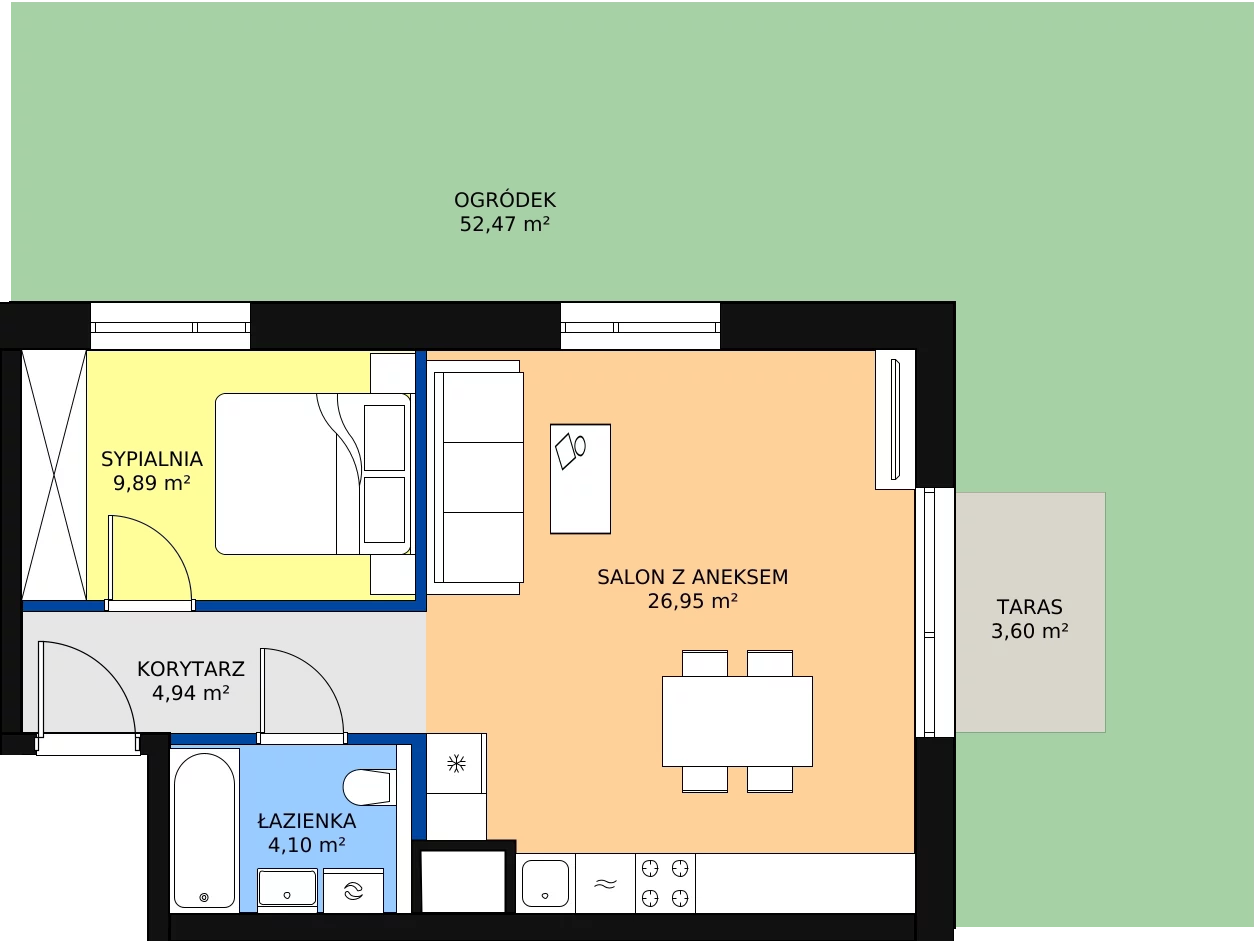 Zalety mieszkania 45.88 m², C/126