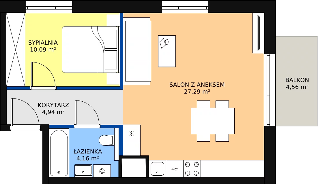 Zalety mieszkania 46.48 m², C/136