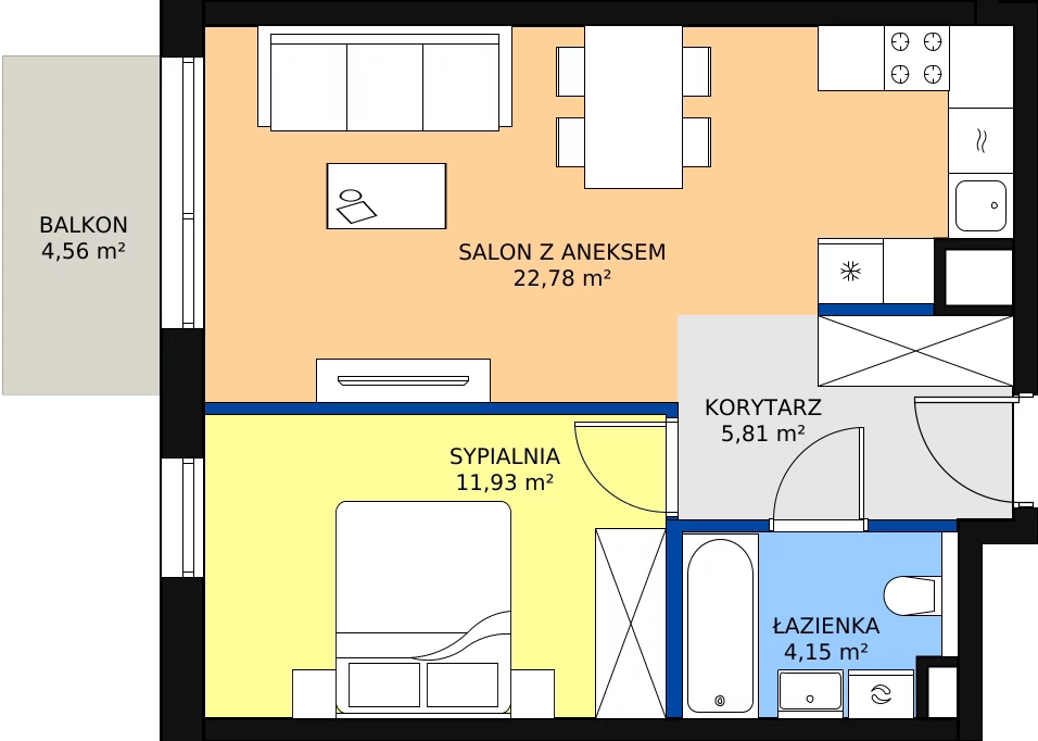 Zalety mieszkania 44.67 m², C/143
