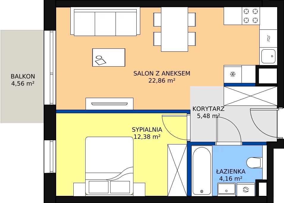 Zalety mieszkania 44.88 m², C/144