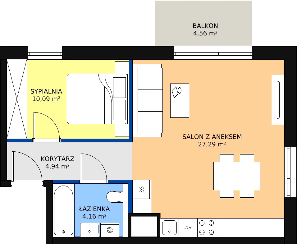 Zalety mieszkania 46.48 m², C/162