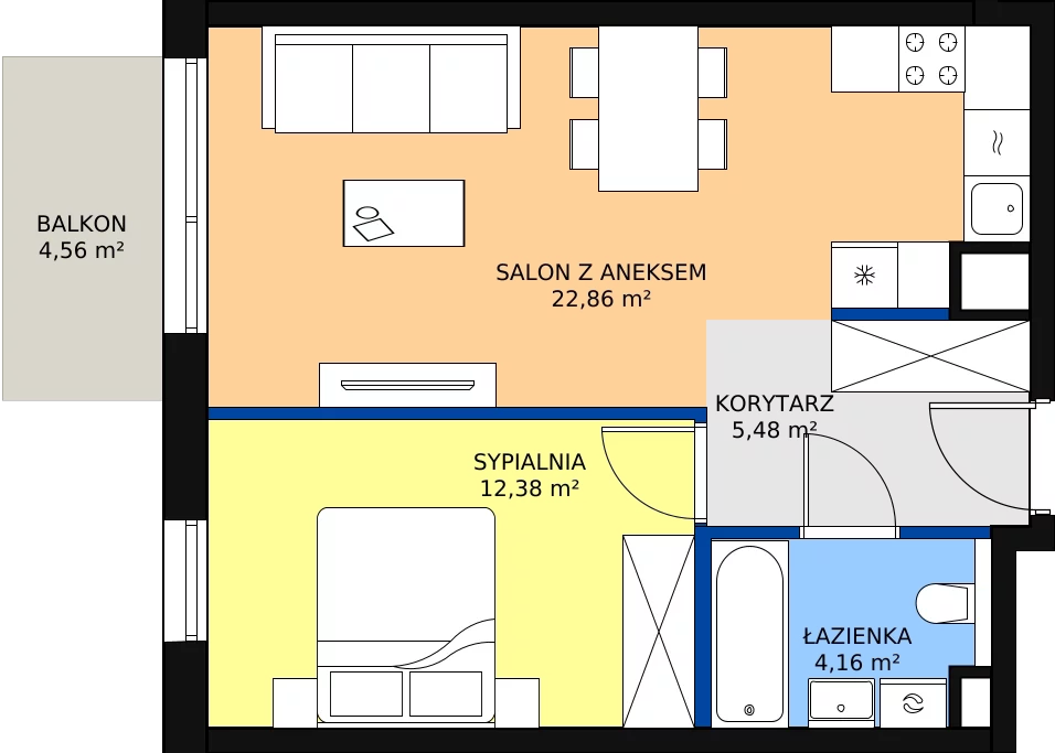 Zalety mieszkania 44.88 m², C/168
