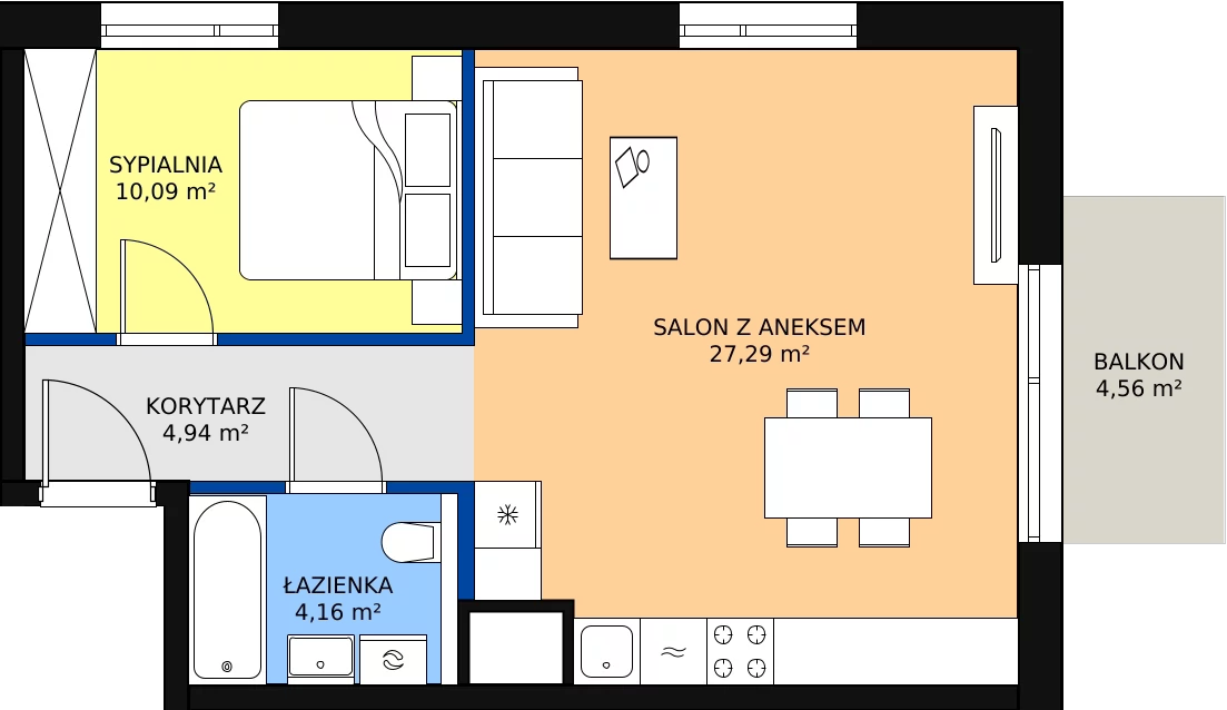 Zalety mieszkania 46.48 m², C/178