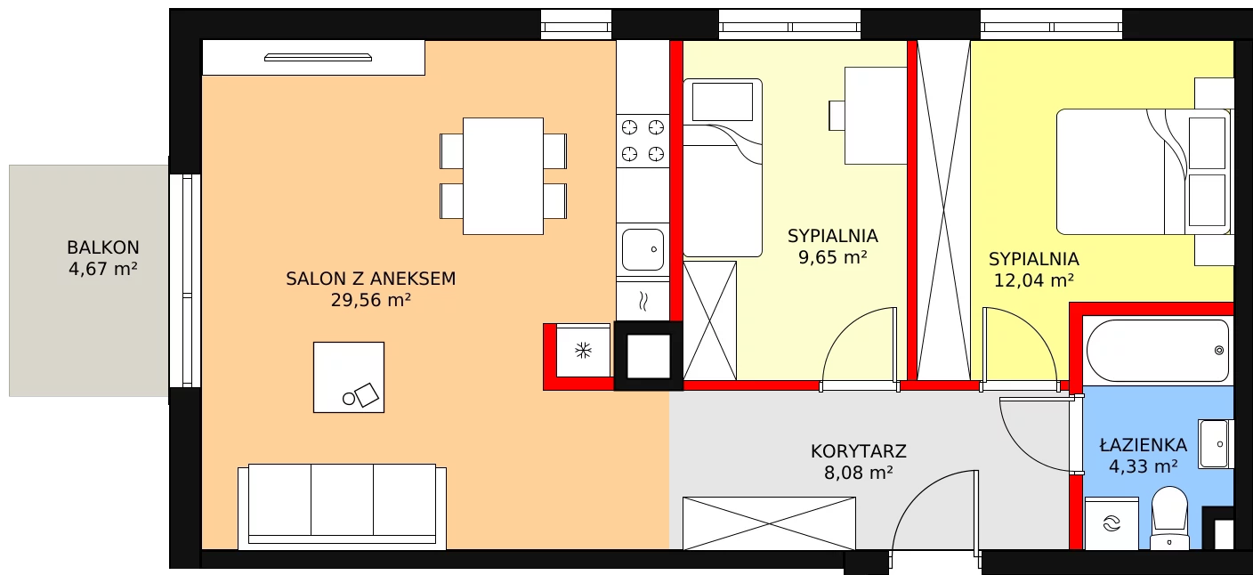 Mieszkanie 63,66 m², piętro 1, oferta nr E/10, Osiedle Literackie, Radzymin, ul. Słowackiego / Mistrza i Małgorzaty