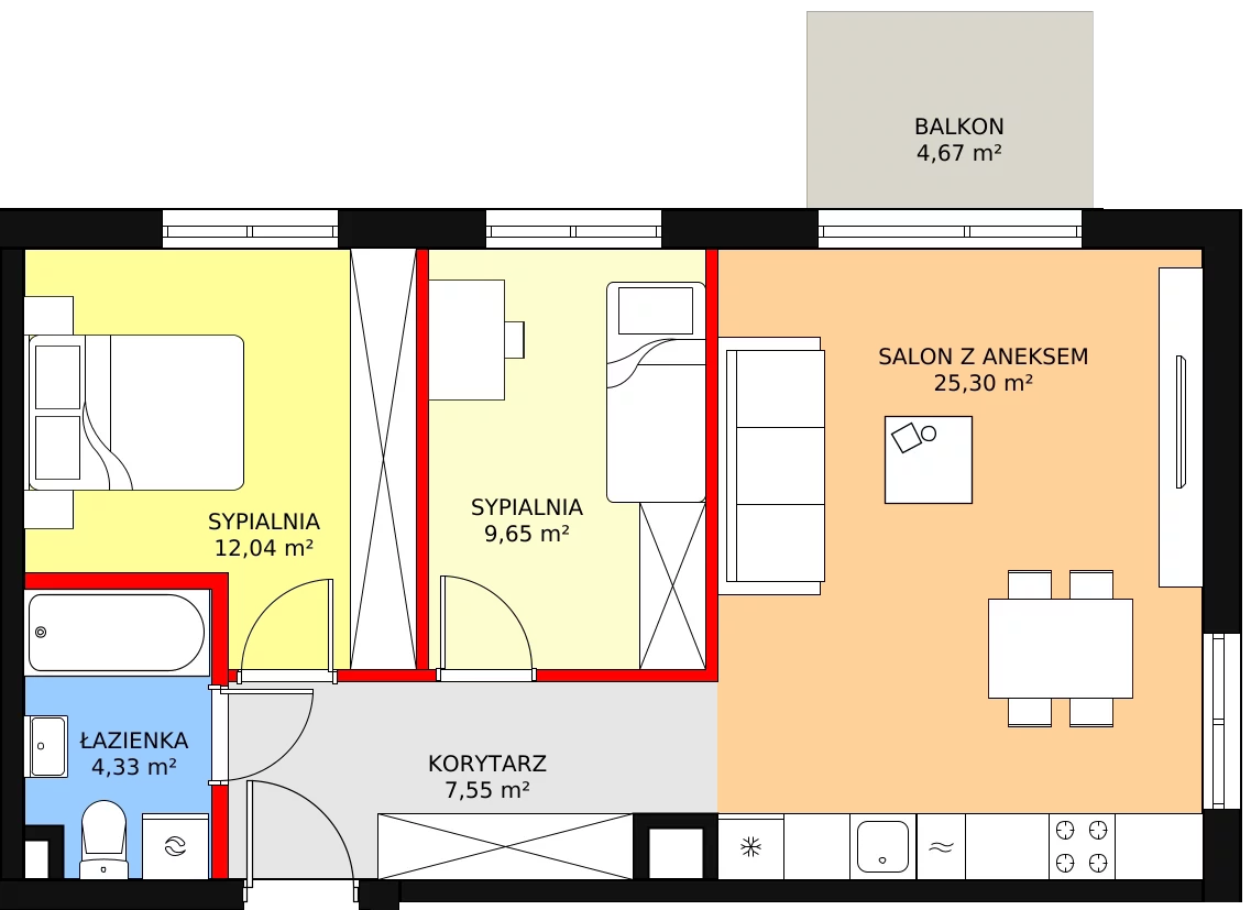 Mieszkanie 58,87 m², piętro 1, oferta nr E/11, Osiedle Literackie, Radzymin, ul. Słowackiego / Mistrza i Małgorzaty