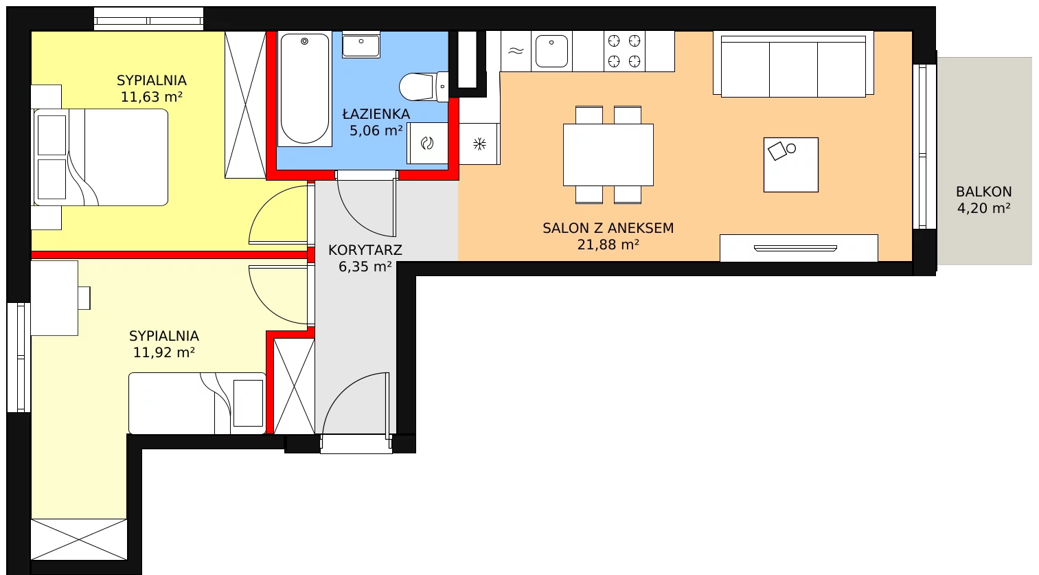 Mieszkanie 56,84 m², piętro 1, oferta nr F/06, Osiedle Literackie, Radzymin, ul. Słowackiego / Mistrza i Małgorzaty