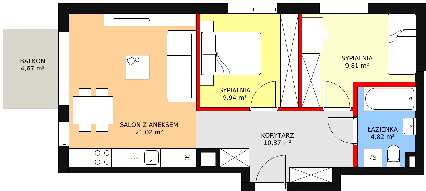 Mieszkanie 55,96 m², piętro 1, oferta nr F/10, Osiedle Literackie, Radzymin, ul. Słowackiego / Mistrza i Małgorzaty