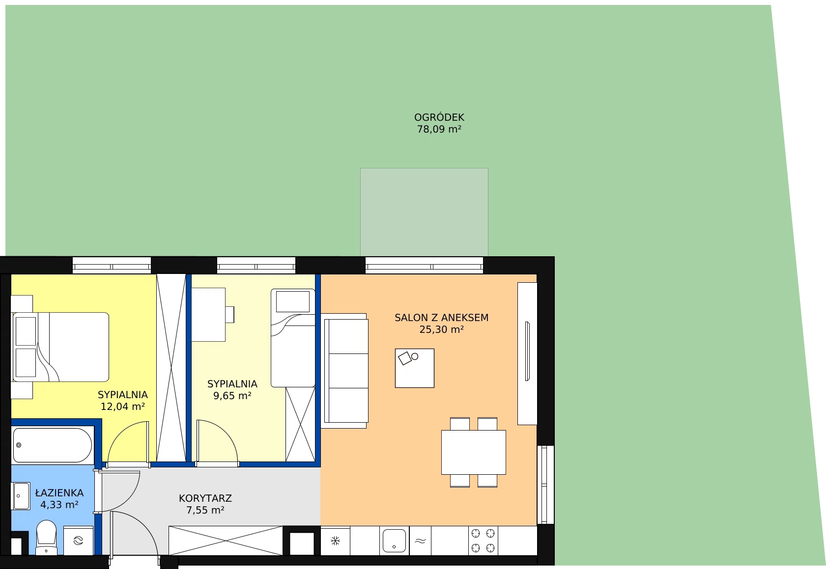 3 pokoje, mieszkanie 58,87 m², parter, oferta nr G/05, Osiedle Literackie, Radzymin, ul. Słowackiego / Mistrza i Małgorzaty