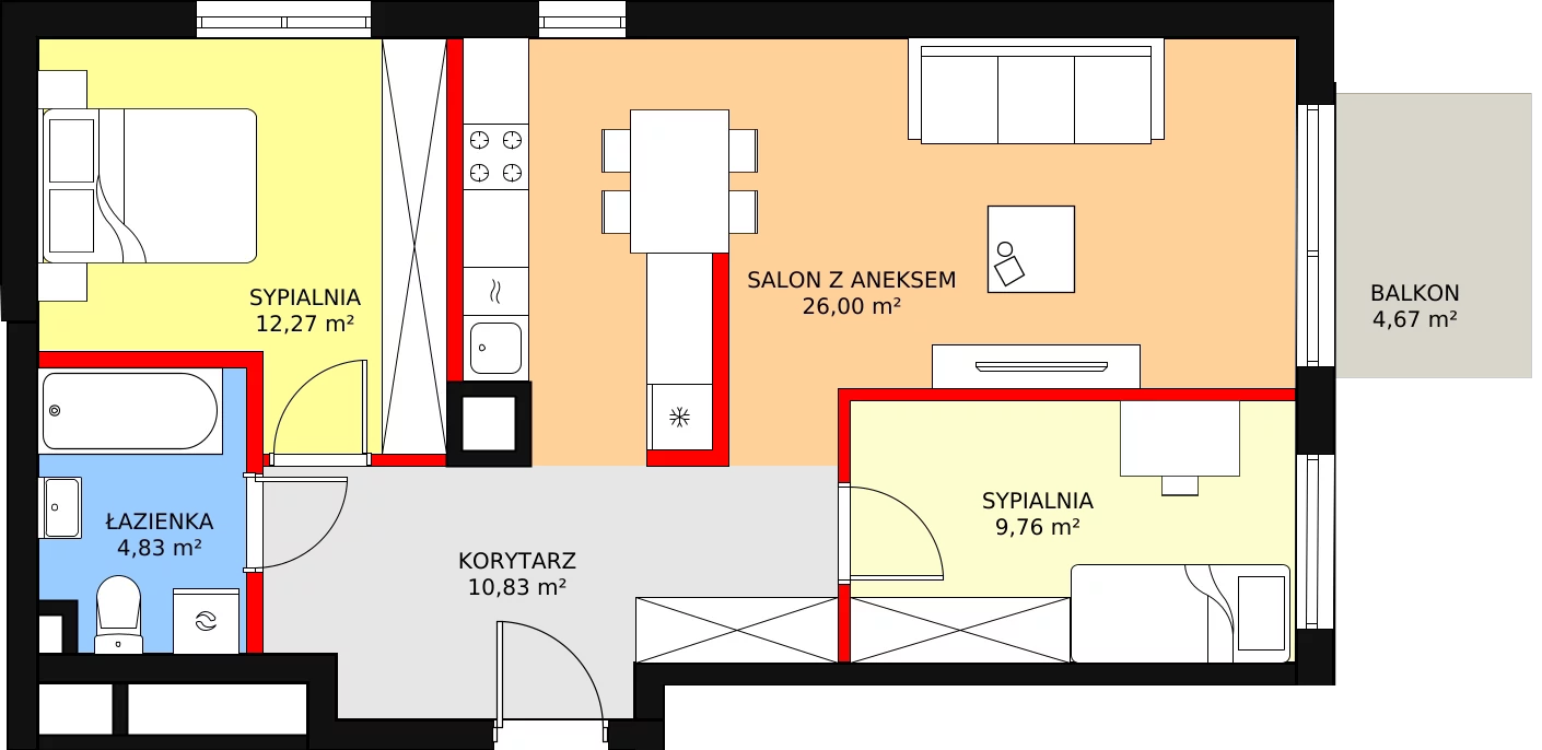 3 pokoje, mieszkanie 63,69 m², piętro 3, oferta nr G/40, Osiedle Literackie, Radzymin, ul. Słowackiego / Mistrza i Małgorzaty