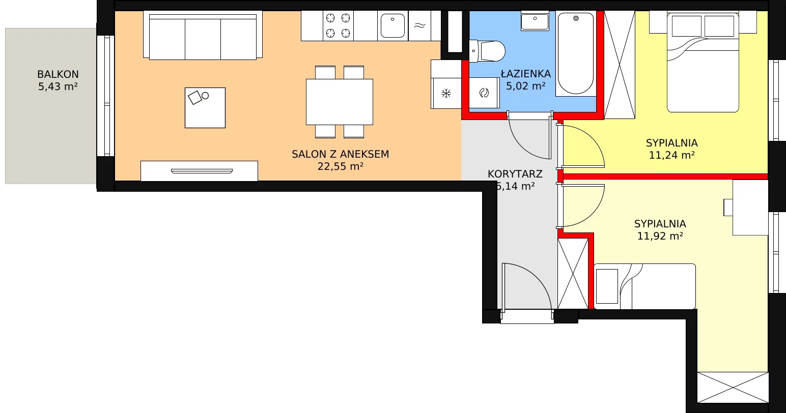 Mieszkanie 56,87 m², piętro 3, oferta nr G/44, Osiedle Literackie, Radzymin, ul. Słowackiego / Mistrza i Małgorzaty