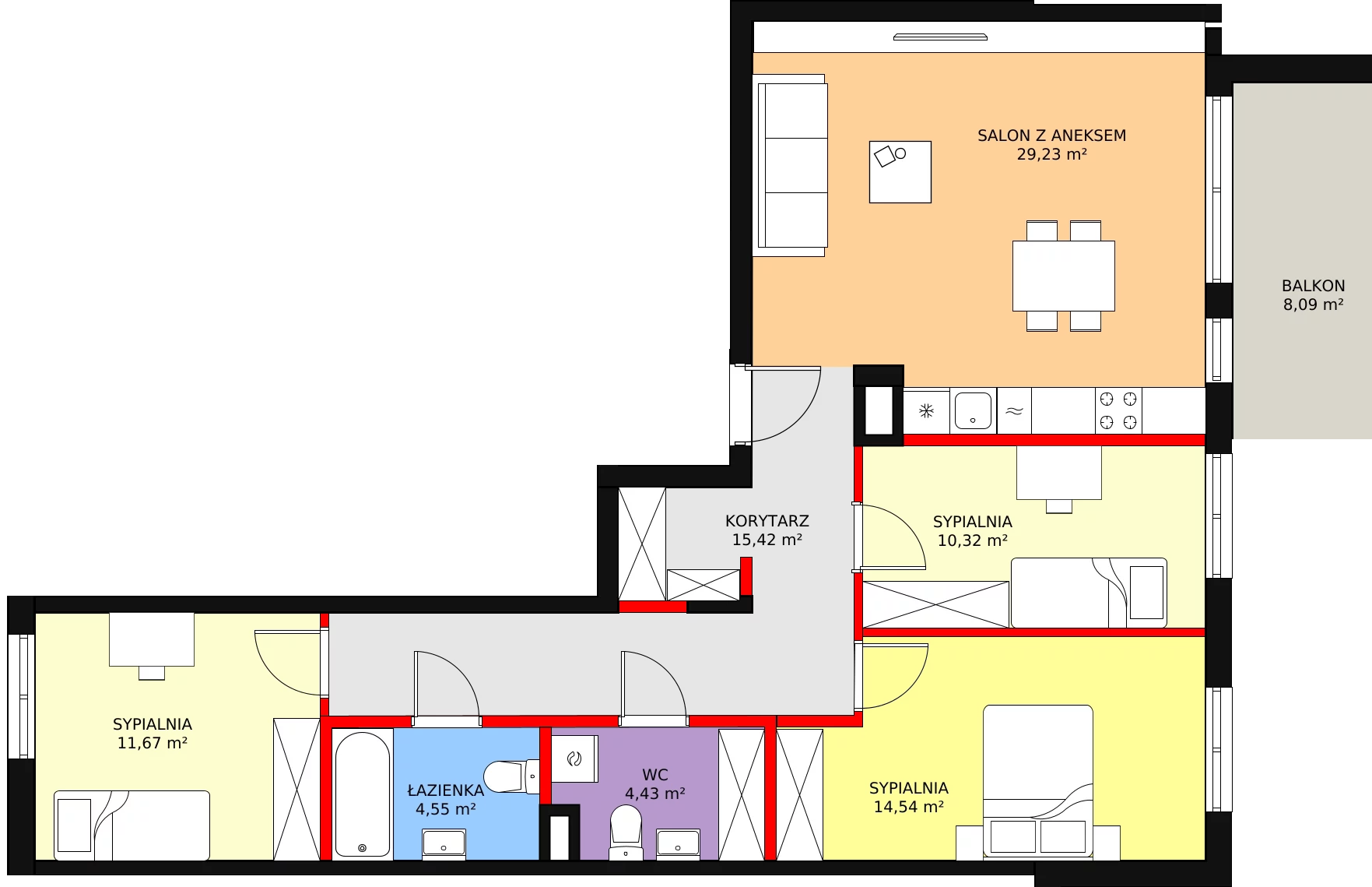 4 pokoje, mieszkanie 90,16 m², piętro 3, oferta nr G/19, Osiedle Literackie, Radzymin, ul. Słowackiego / Mistrza i Małgorzaty