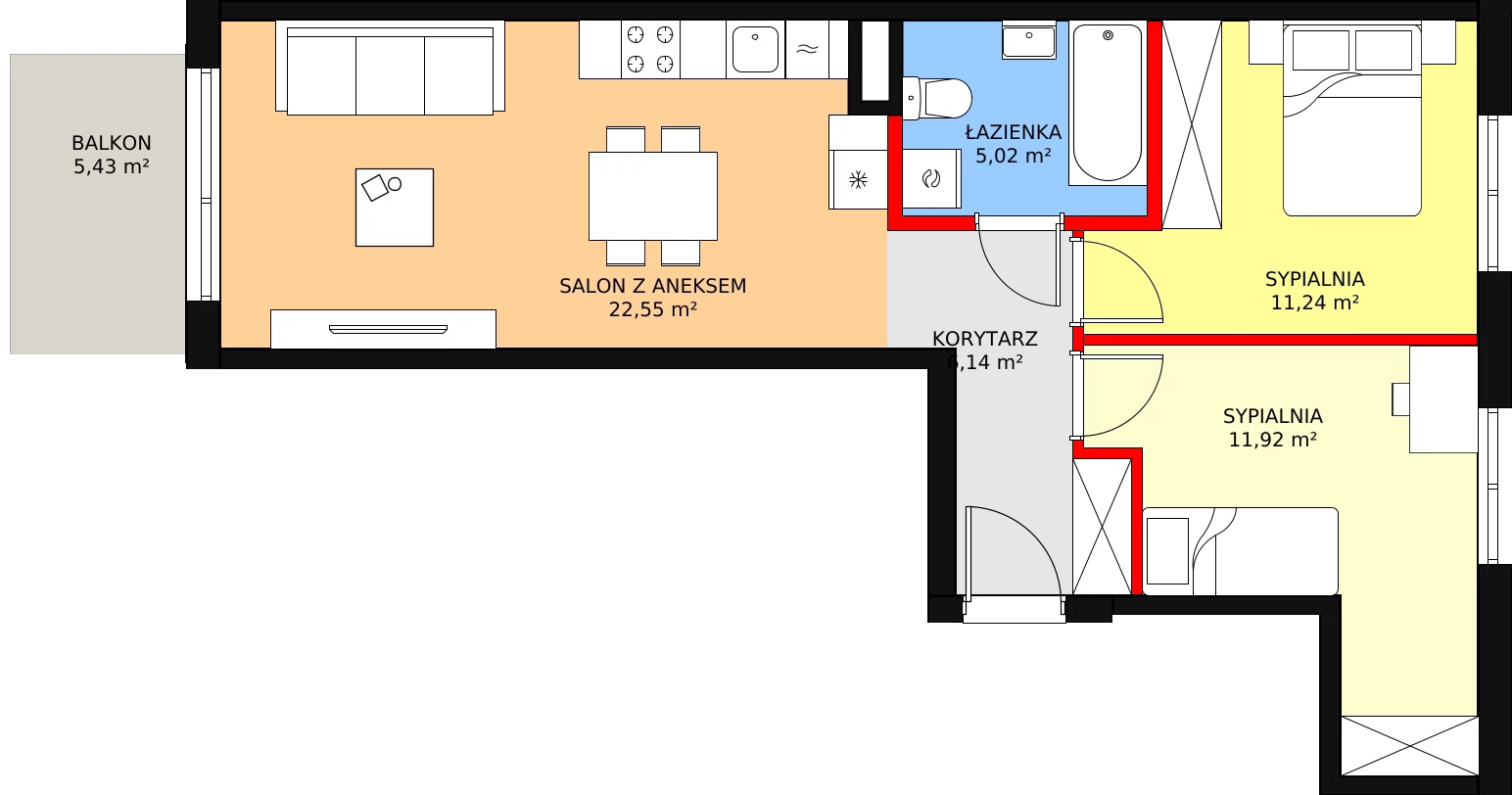 Mieszkanie 56,87 m², piętro 2, oferta nr G/39, Osiedle Literackie, Radzymin, ul. Słowackiego / Mistrza i Małgorzaty