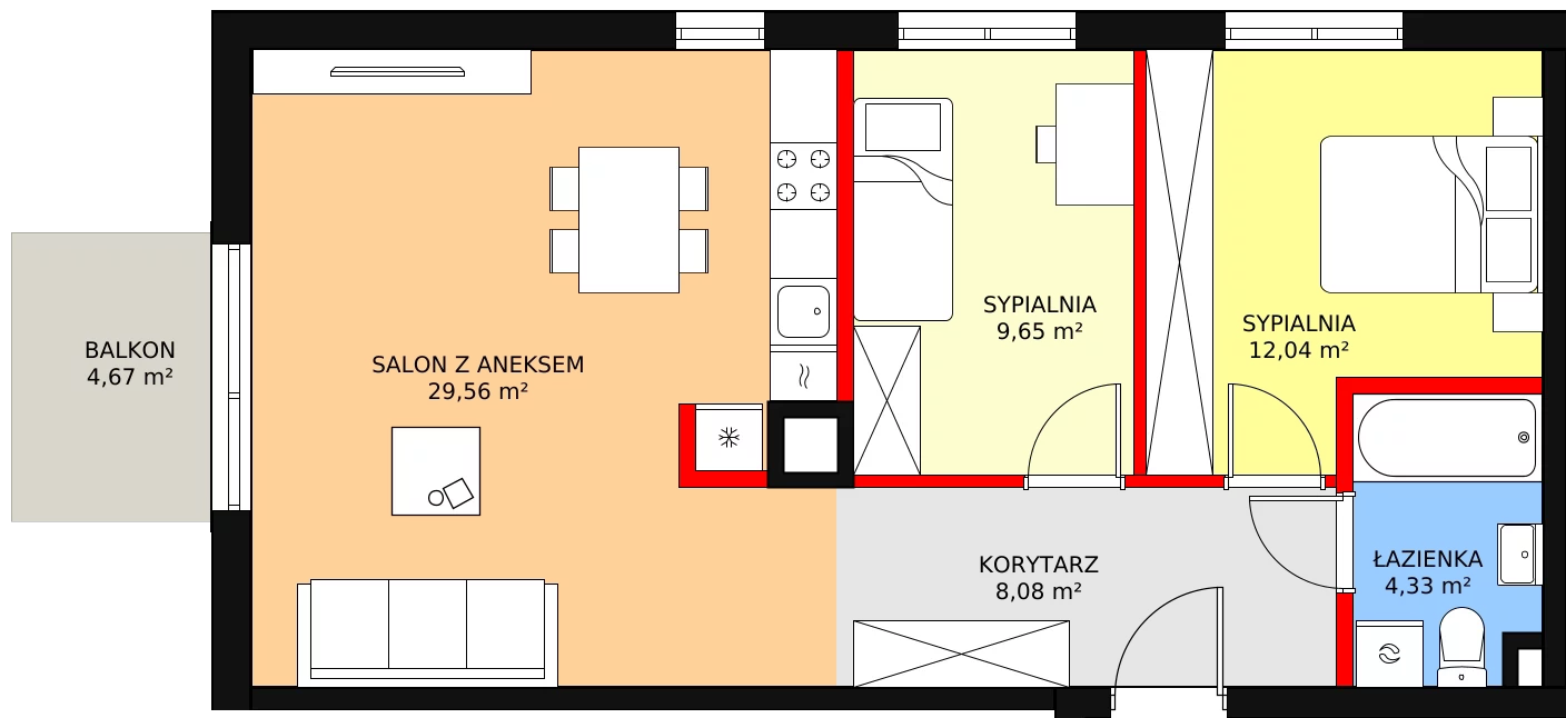 Mieszkanie 63,66 m², piętro 1, oferta nr G/10, Osiedle Literackie, Radzymin, ul. Słowackiego / Mistrza i Małgorzaty