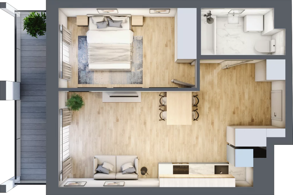 2 pokoje, mieszkanie 42,24 m², piętro 1, oferta nr A/A2-7-7, Gemini G-7, Kielce, Centrum, ul. Górna 7