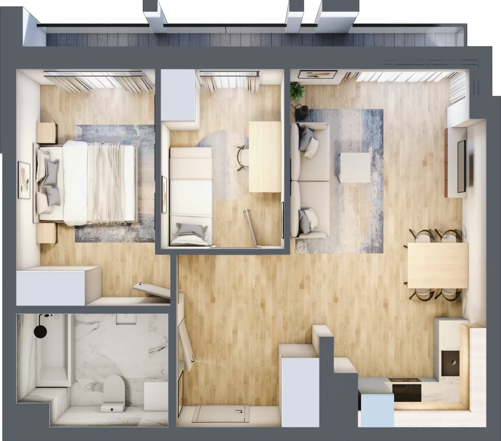 3 pokoje, mieszkanie 52,41 m², piętro 2, oferta nr A/A3-1-10, Gemini G-7, Kielce, Centrum, ul. Górna 7