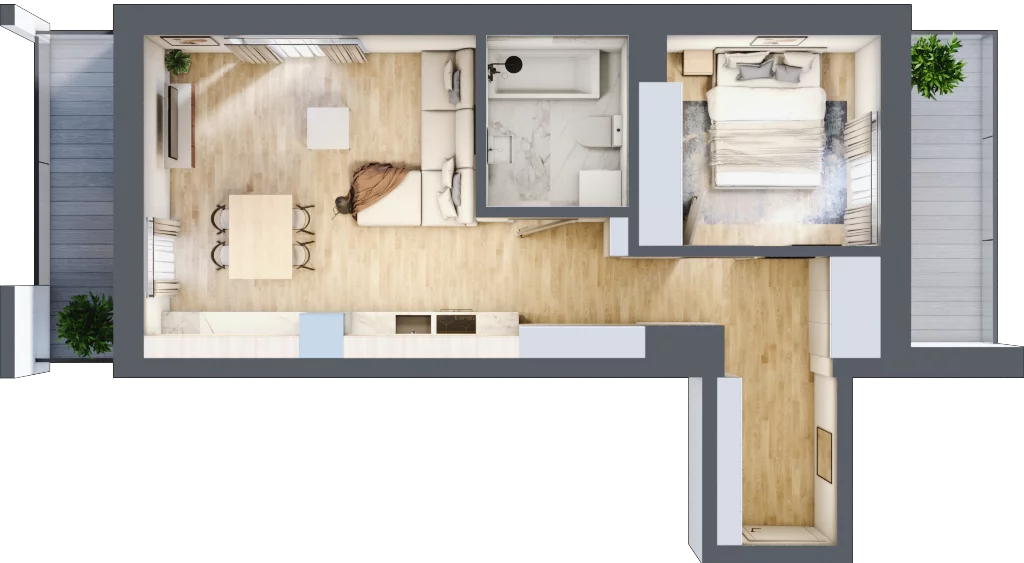 2 pokoje, mieszkanie 45,40 m², piętro 2, oferta nr A/A3-8-17, Gemini G-7, Kielce, Centrum, ul. Górna 7