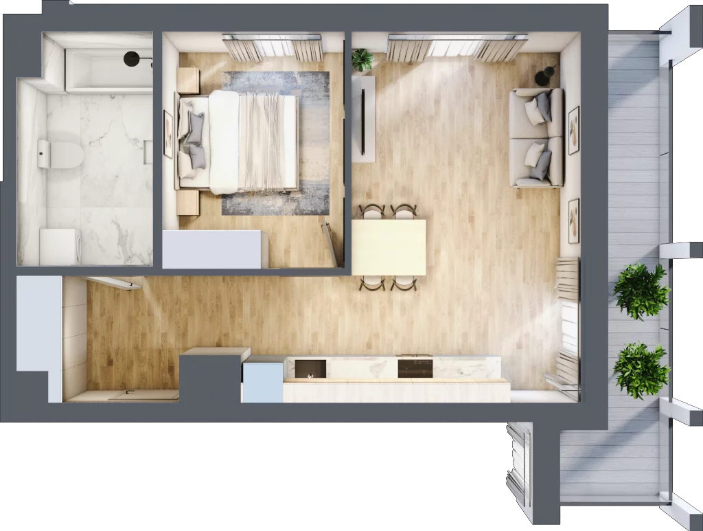 2 pokoje, mieszkanie 45,34 m², piętro 2, oferta nr A/A3-9-18, Gemini G-7, Kielce, Centrum, ul. Górna 7