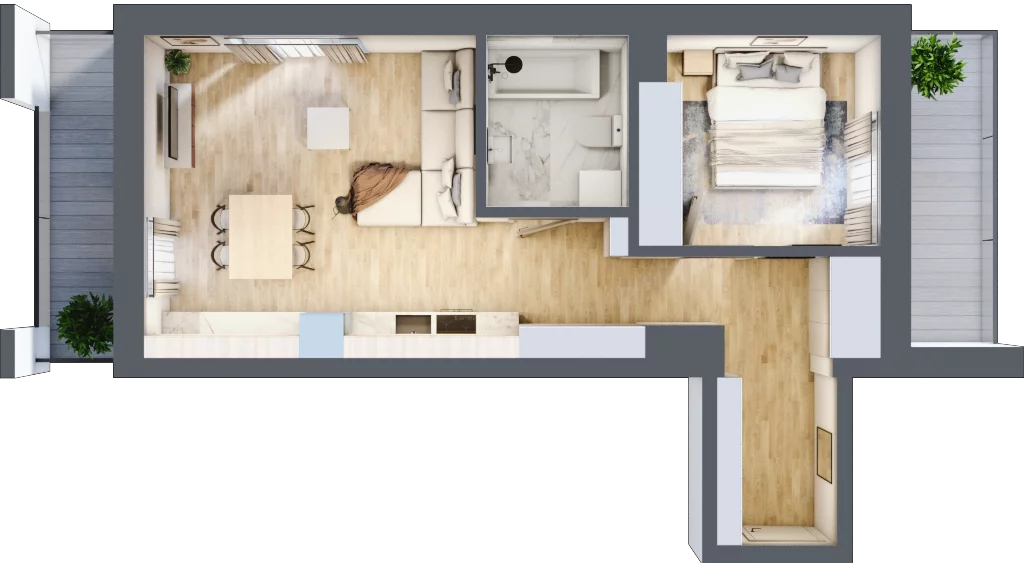 2 pokoje, mieszkanie 45,40 m², piętro 3, oferta nr A/A4-8-26, Gemini G-7, Kielce, Centrum, ul. Górna 7